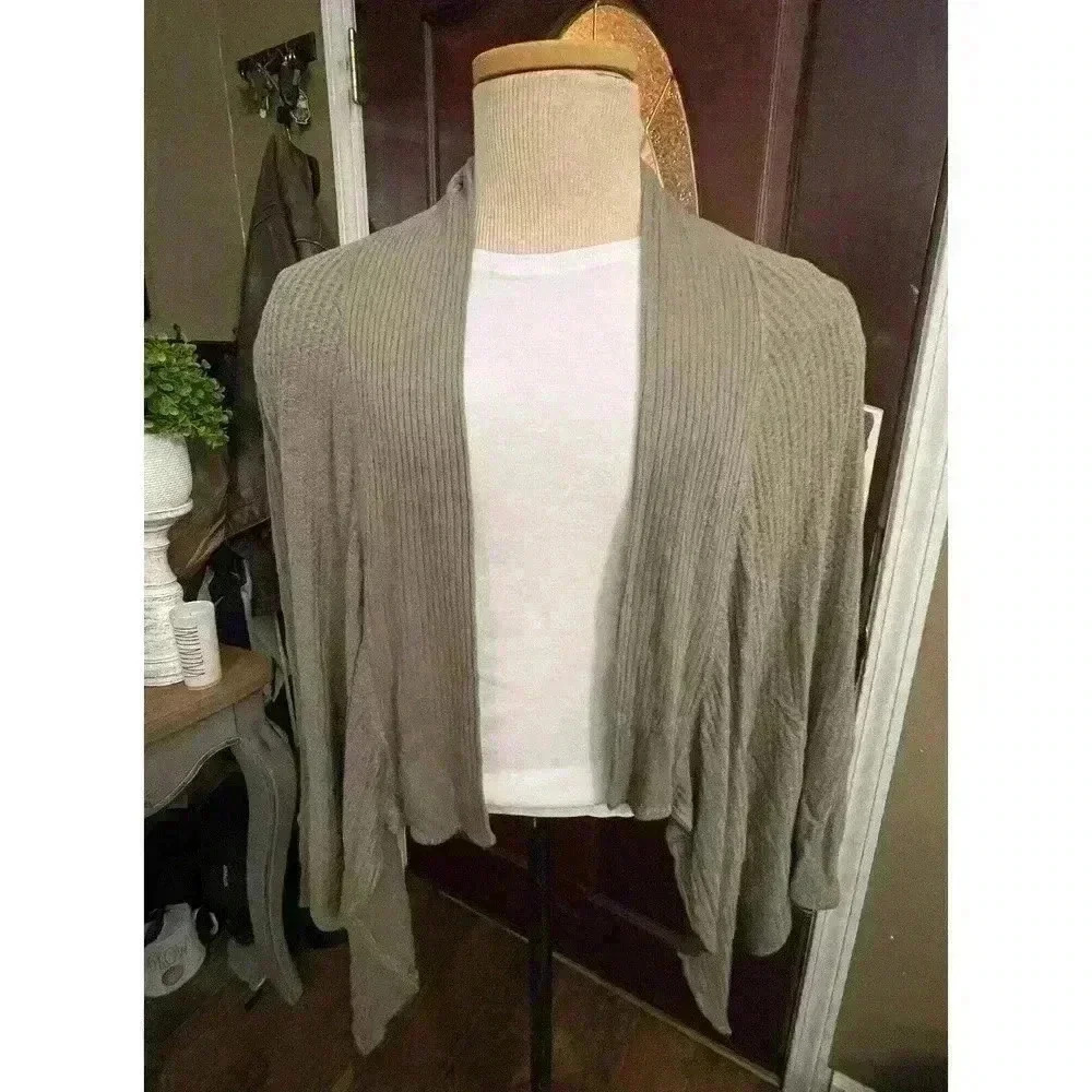 Cupio Size Sm Olive Green Waffle Open Front Cardigan WT27